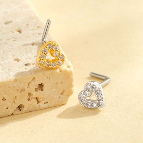 1 Piece Copper Gold Color Zircon  Nose Stud