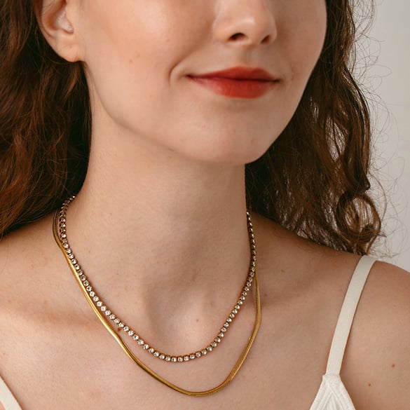 1 Pair Simple Series Daily Geometric Stainless Steel  Women's Layered Necklaces 2