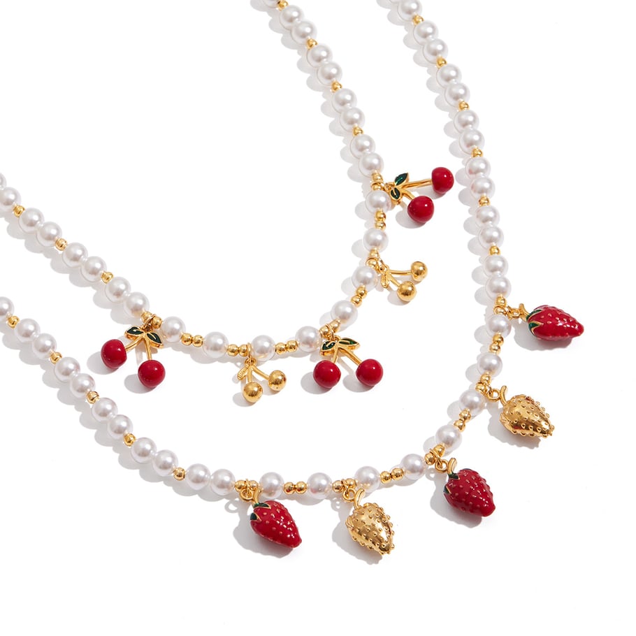 1 Piece Romantic Cherry Stainless Steel Gold Color Women's Pendant Necklaces Picture5