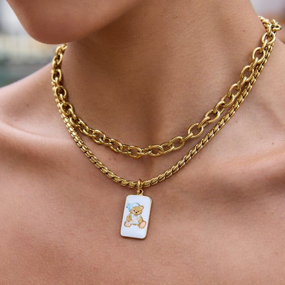 1 Piece Cute Bear Stainless Steel Gold Color Women's Pendant Necklaces