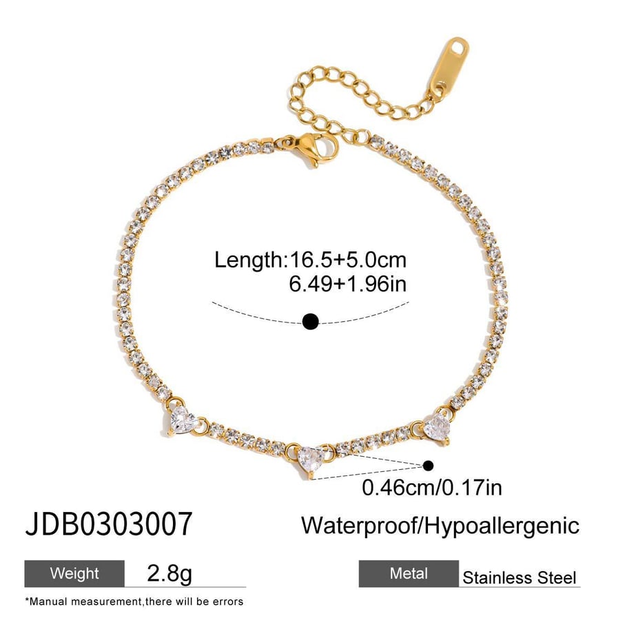 1 Piece Romantic Heart Stainless Steel Gold Color Women's Chain Bracelets Picture2