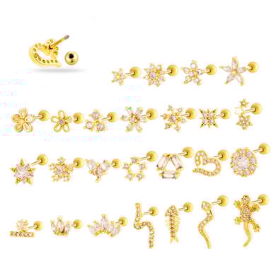 1 Adet Bakır Altın Rengi Zirkonyum Piercing Küpe h5 Resim5