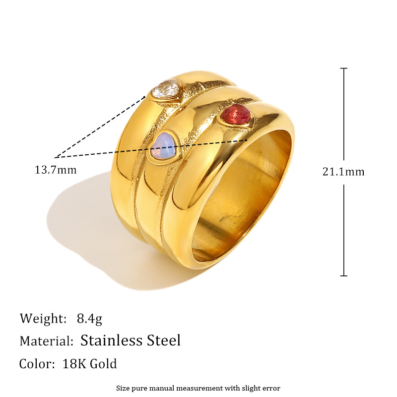 Simple Series Retro Solid Color Stainless Steel Statement Rings h5Picture5