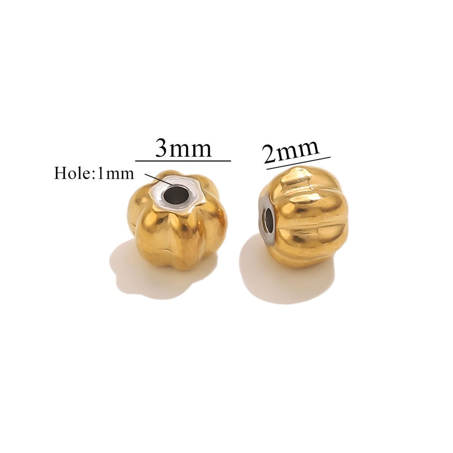 1 Piece Pumpkin Beads Stainless Steel Gold Color Jewelry Charms