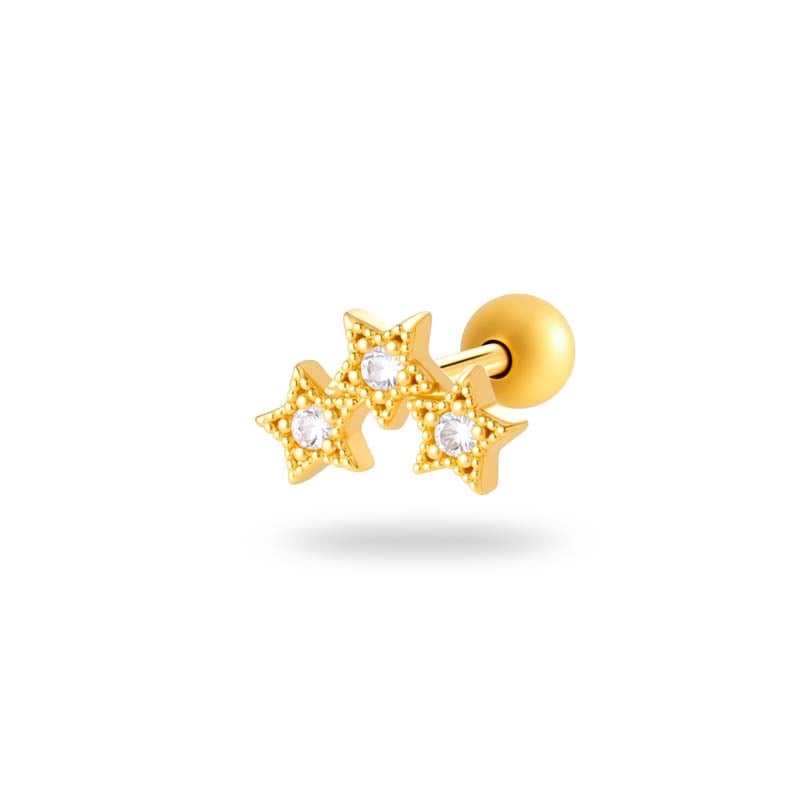 Boucles d&#39;oreilles piercing en zircon couleur cuivre or 1 pièce 