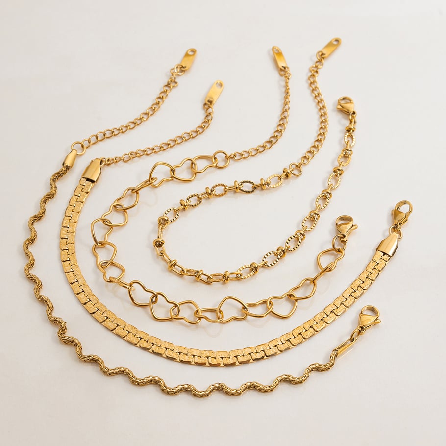 1 Piece Classic Twist Stainless Steel Gold Color Women's Chain Bracelets Picture3