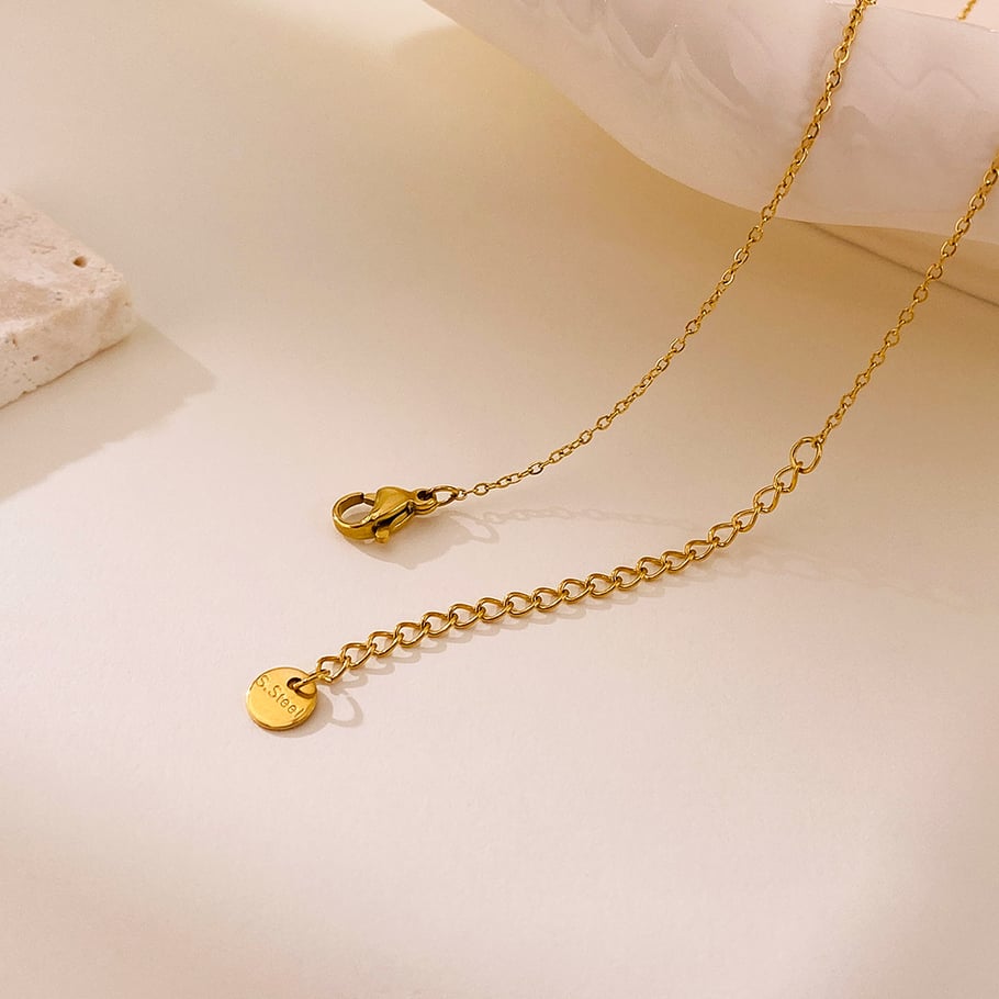 1 Stück glänzende Form Edelstahl Gold Farbe Damen Anhänger Halsketten Bild6