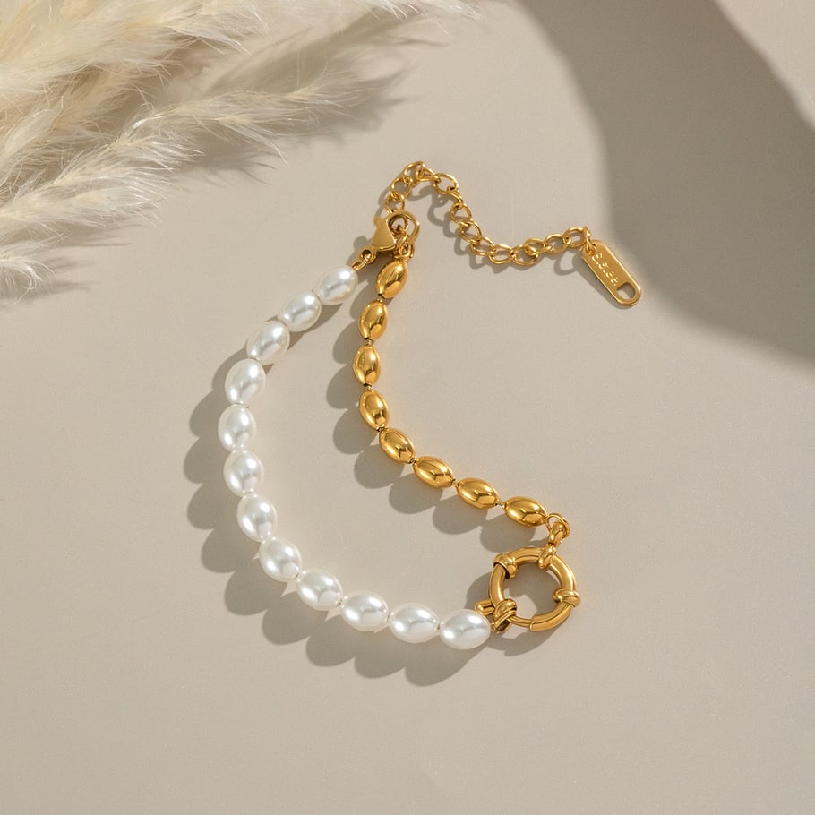 1 Stück elegantes Perlenarmband aus Edelstahl Bild4
