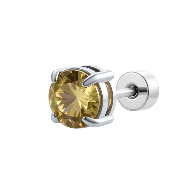 1 Piece Daily Annular Stainless Steel Gold Color Zircon Women's Piercings Earrings 