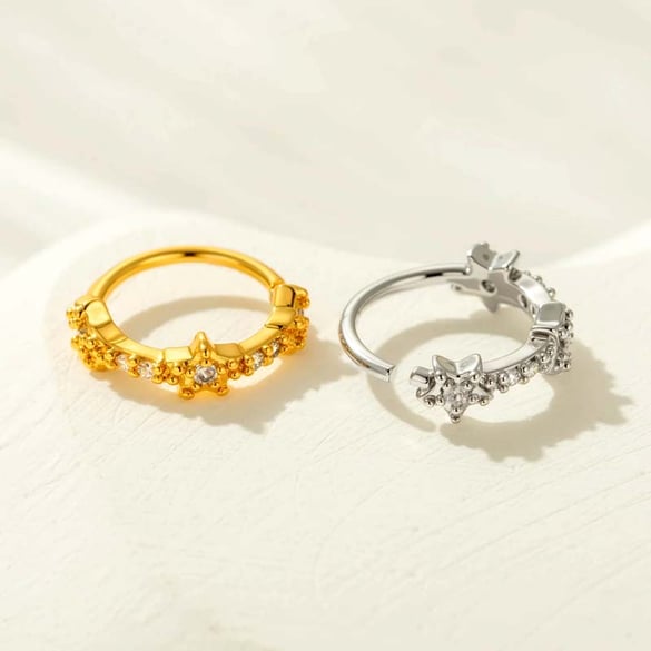 1 Piece Star Copper Gold Color Zircon Women's Nose Stud