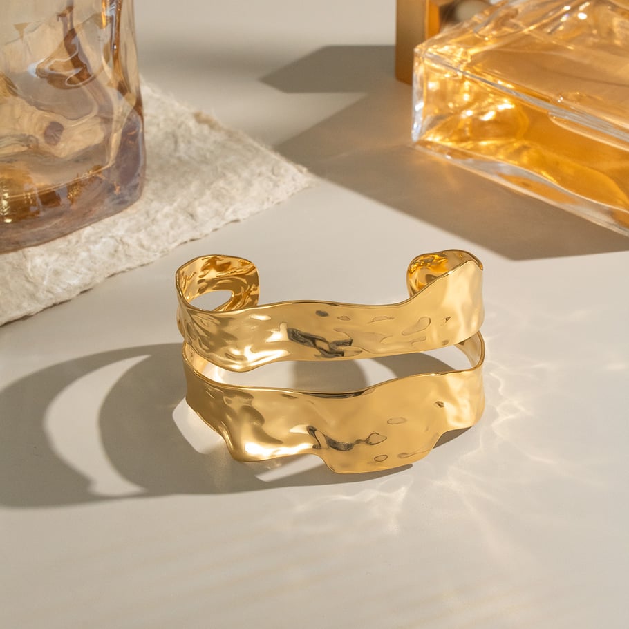 1 Piece Geometric Stainless Steel Gold Color Cuff Bracelet Picture2