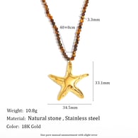 Collier avec pendentif étoile de mer en pierre naturelle - Or Image4