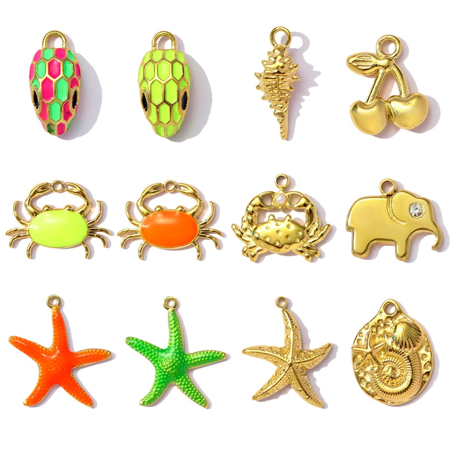 1 pieza de lujosa serie DIY de cangrejo de acero inoxidable color dorado para mujer Imagen4