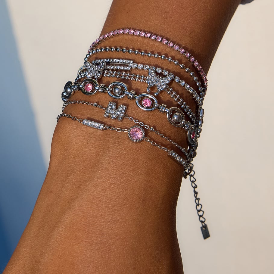 Bracelet chaîne en acier inoxydable pour femme, série luxueuse, motif lettres mignonnes Image5