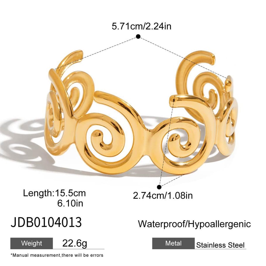 1 Stück klassische Spiral-Armreifen aus Edelstahl in Goldfarbe für Damen Bild2
