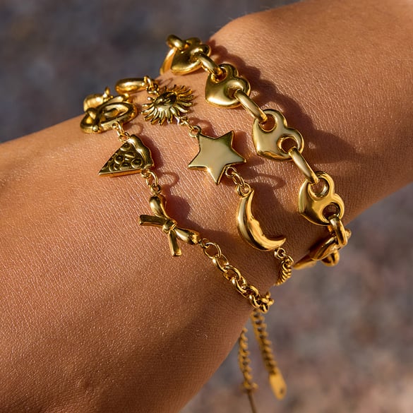 1 Piece Food Shape Stainless Steel Gold Color Women's Charm Bracelets 2