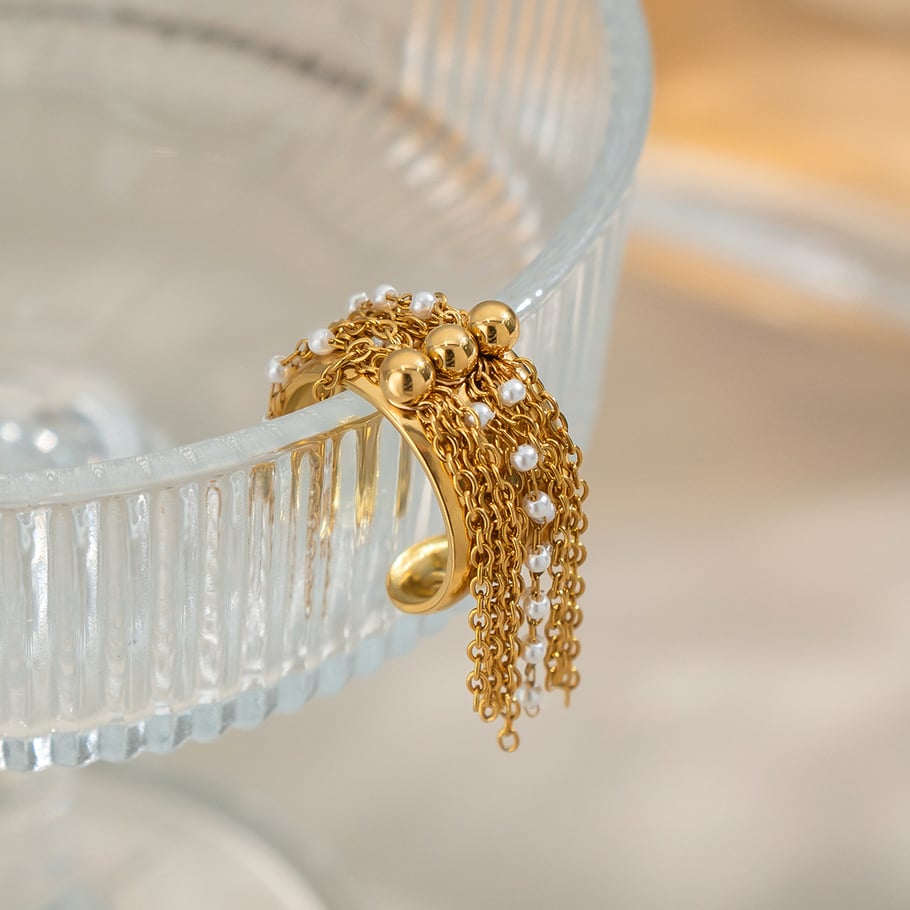 1 anello di lusso in acciaio inossidabile color oro Immagine3