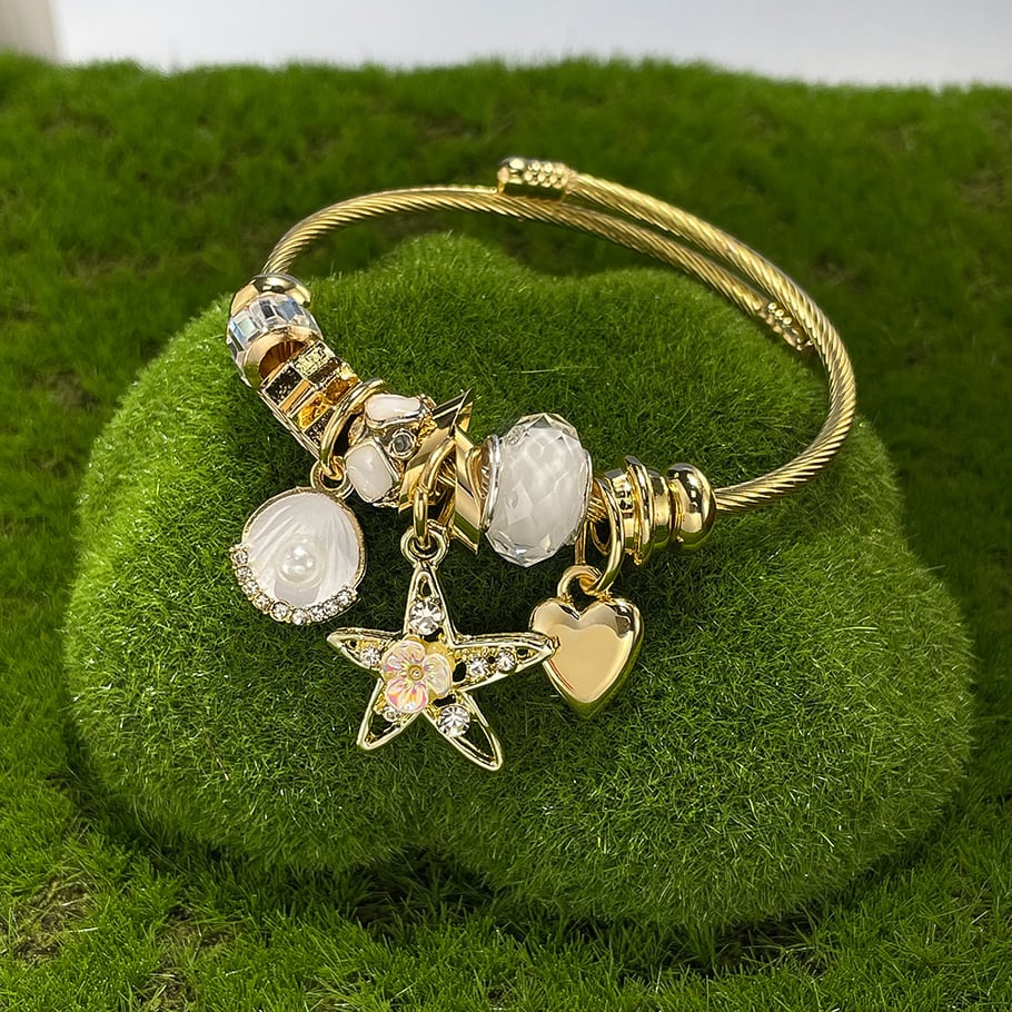 1 Stück Zarte Stern-Armbänder aus Edelstahl in Goldfarbe für Damen Bild5