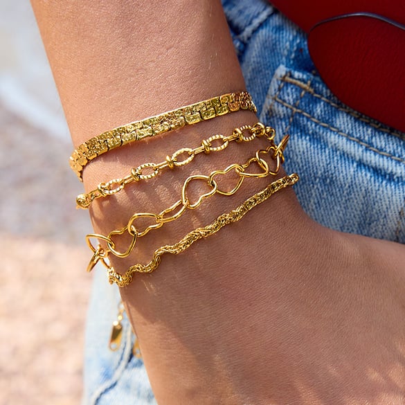 1 Piece Classic Twist Stainless Steel Gold Color Women's Chain Bracelets