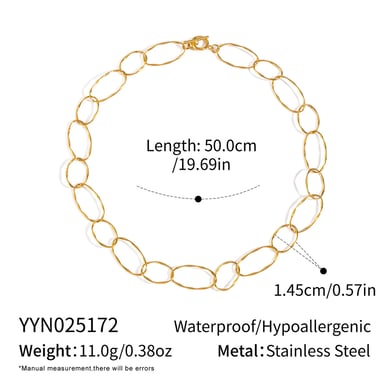 1 collar de cadena de acero inoxidable color dorado h5 