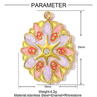 1 pieza de lujosa serie DIY Flor de acero inoxidable color dorado colgantes para mujer h5 Imagen2