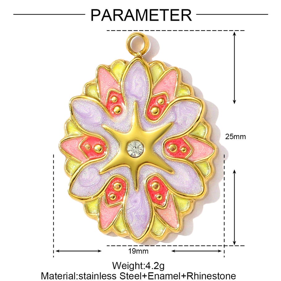 1 pieza de lujosa serie DIY Flor de acero inoxidable color dorado colgantes para mujer Imagen2