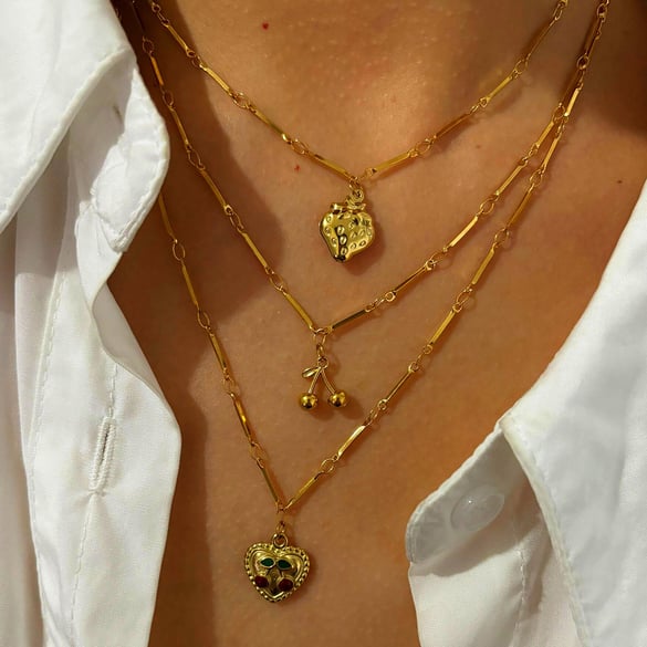 1 Piece Fruit Stainless Steel Gold Color Pendant Necklace 2