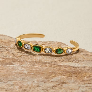 Bracelet classique géométrique en acier inoxydable couleur or pour femme, 1 pièce h5 Image3