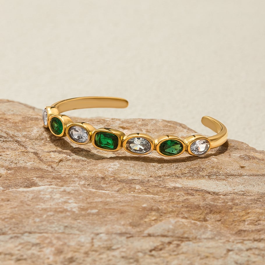 Bracelet classique géométrique en acier inoxydable couleur or pour femme, 1 pièce Image3