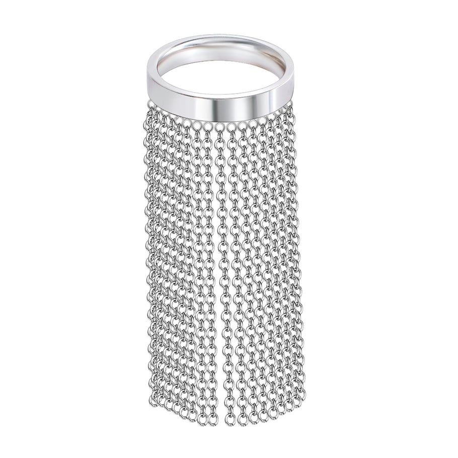 Bague de déclaration en acier inoxydable à pompon 1 pièce Image5