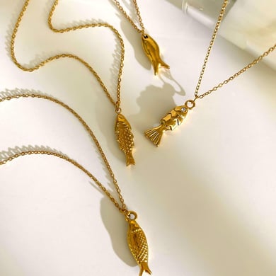 1 stuk vis roestvrij staal goudkleurige hanger ketting h5 Afbeelding5