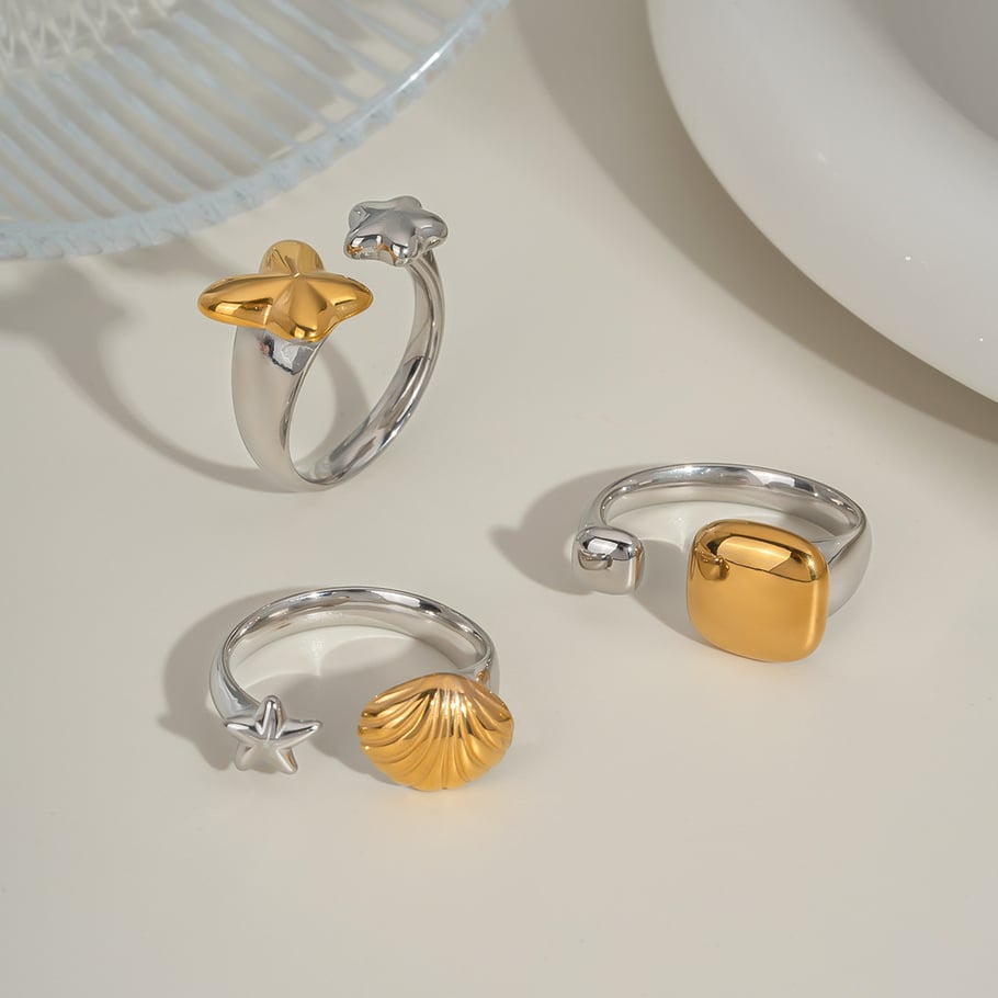 1 anello con dichiarazione in acciaio inossidabile color oceano Immagine2