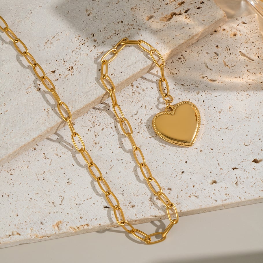 1 Piece Heart  Stainless Steel Gold Color Pendant Necklace Picture2