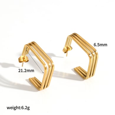 1 par de pendientes de botón de acero inoxidable de color dorado h5 