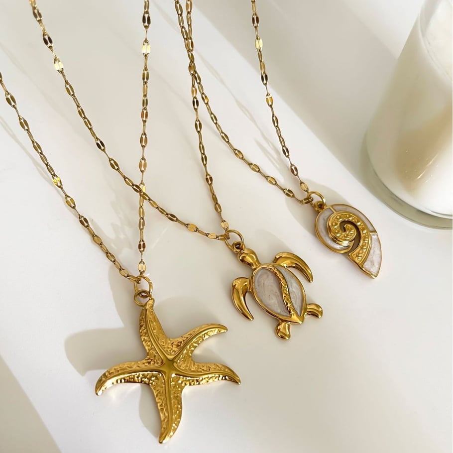 1 Piece Oceanic Stainless Steel Gold Color Pendant Necklace h5Picture5