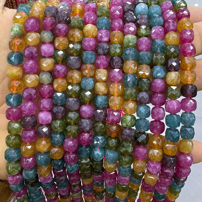 1 Strang Shiny Series Tägliche quadratische Schmuckperlen aus Naturstein (Durchmesser: 8 x 8 mm) 
