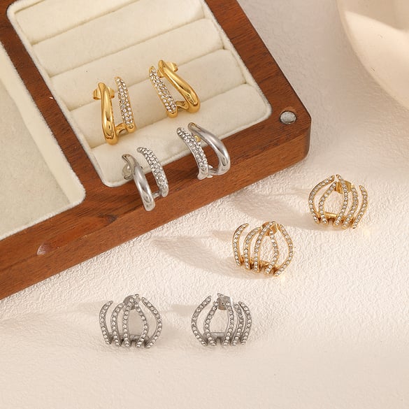 1 Pair Simple  Geometric Stainless Steel  Women's Stud Earrings 2