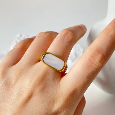 1 Stück Muschelring aus Edelstahl in Goldfarbe h5 Bild4