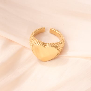 Bague de déclaration en acier inoxydable couleur or, série romantique, 1 pièce, motif cœur quotidien h5 Image6