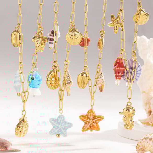 1 Piece Oceanic Stainless Steel Gold Color Pendant Necklaces 2