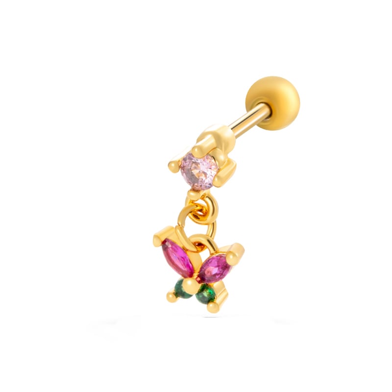 1 par de pendientes de botón de acero de titanio con diseño de flor clásica de serie simple, sin chapado, con circonitas para mujer 