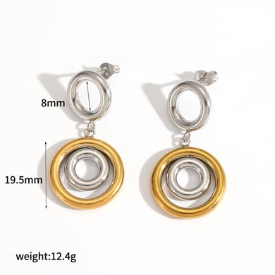 1 Pair Geometric Stainless Steel Gold Color Drop Earrings h5 