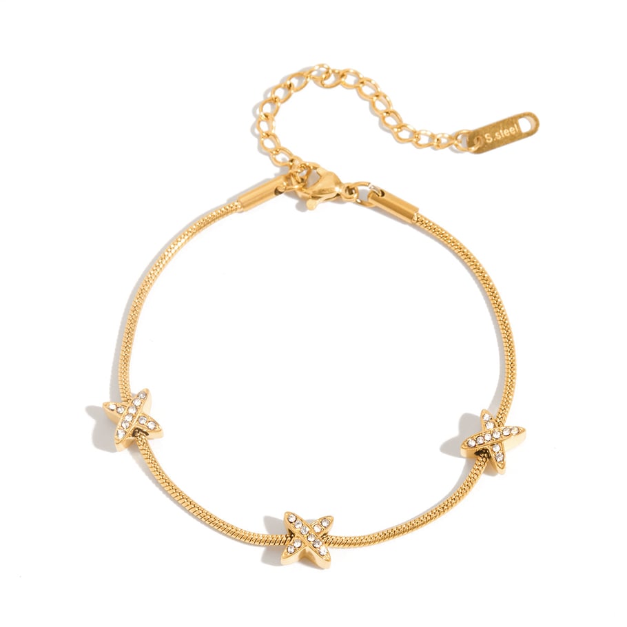 Bracelet chaîne pour femme en acier inoxydable couleur or avec étoile, 1 pièce 