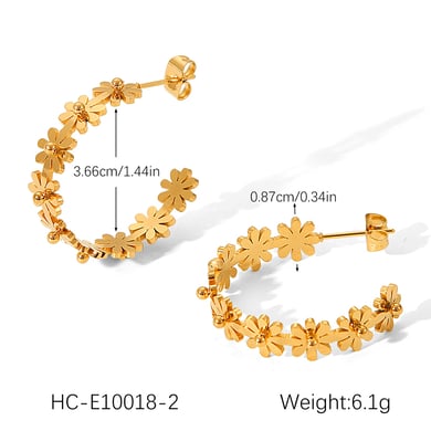 Simple Daily Flower Stainless Steel Gold Color  Women's Stud Earrings h5 Picture2