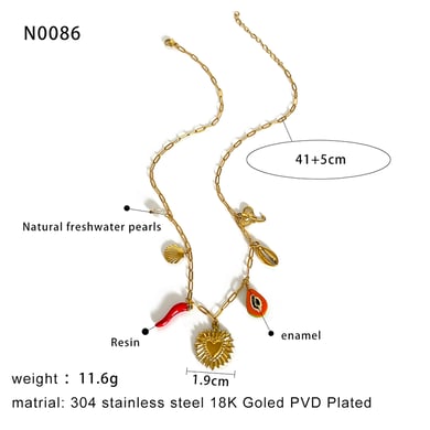 1 stuk hartvormige roestvrijstalen goudkleurige hangerketting h5 Afbeelding2