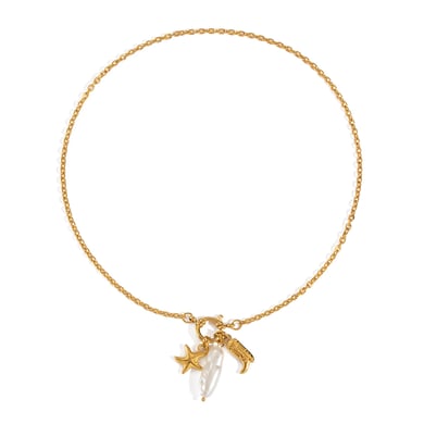 1 Piece Starfish Stainless Steel Gold Color Pearl Pendant Necklace h5 Picture5