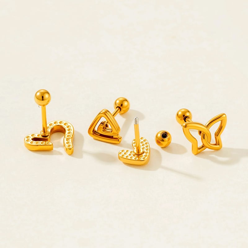 1 Stück Edelstahl Goldfarben Piercings Ohrring Bild3