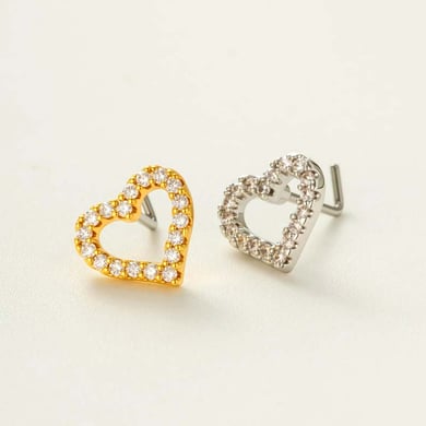 1 pièce de piercing de nez en forme de cœur en cuivre doré et zircon pour femme h5 Image4