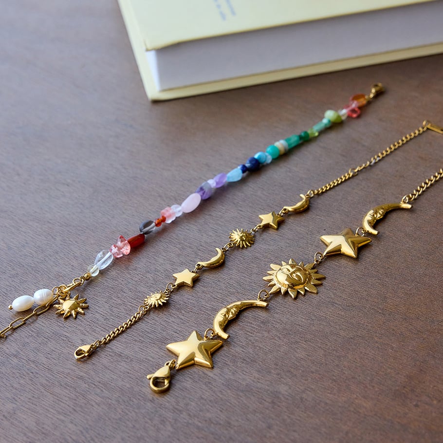 1 Stück polychrome Perlen Edelstahl Gold Farbe Damen Charm Armbänder Bild9