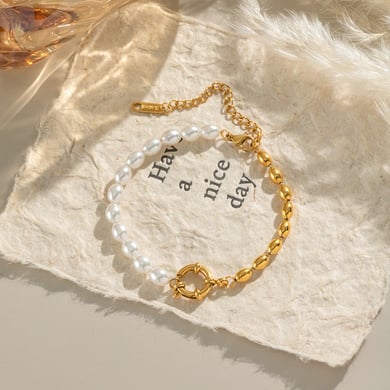 1 Stück elegantes Perlenarmband aus Edelstahl h5 Bild3